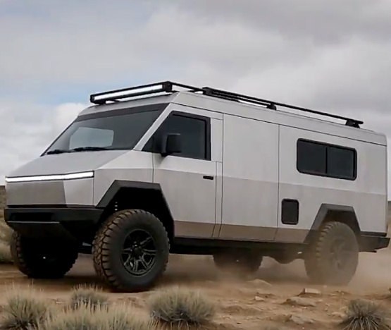 AI-generated illustration of Hank's imagined Tesla-inspired Cybervan, not an announced Tesla vehicle
