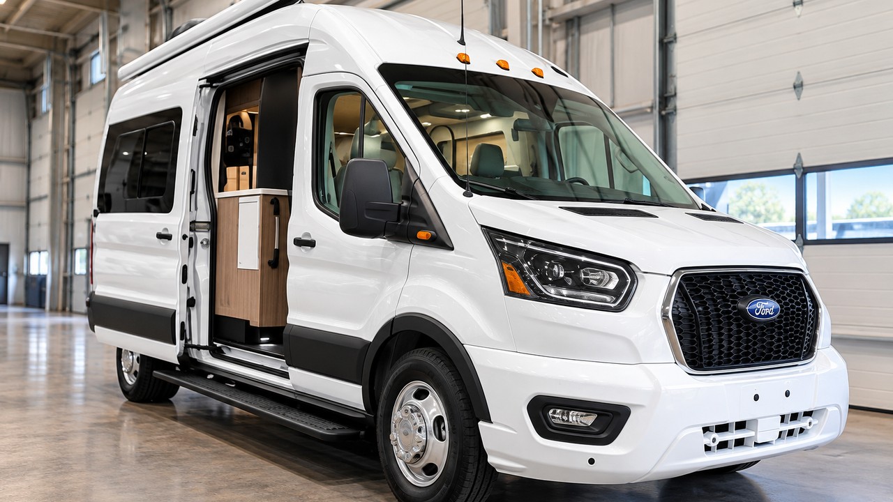 The Alliance RV Model B prototype on the Ford Transit platform.